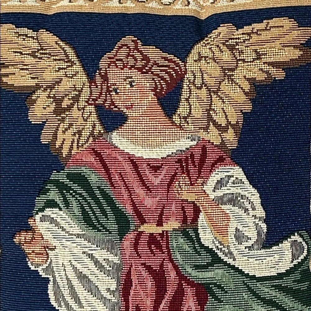 Angel Tapestry Pillow with Navy Background 16” X 12” Pillow Decorative Accent